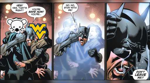Batman: "Yes! yes, that's right!" "You're safe now! You're..." Lemm.ee and Dubvee.org as the parents disappearing.  "No, No, stay with me!" "Don't Leave Me!!" Bat with tears streaking down his face.