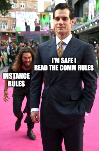 Suprise aquaman "Instance rules"  sneaking up on superman "I'm safe I read the comm rules"